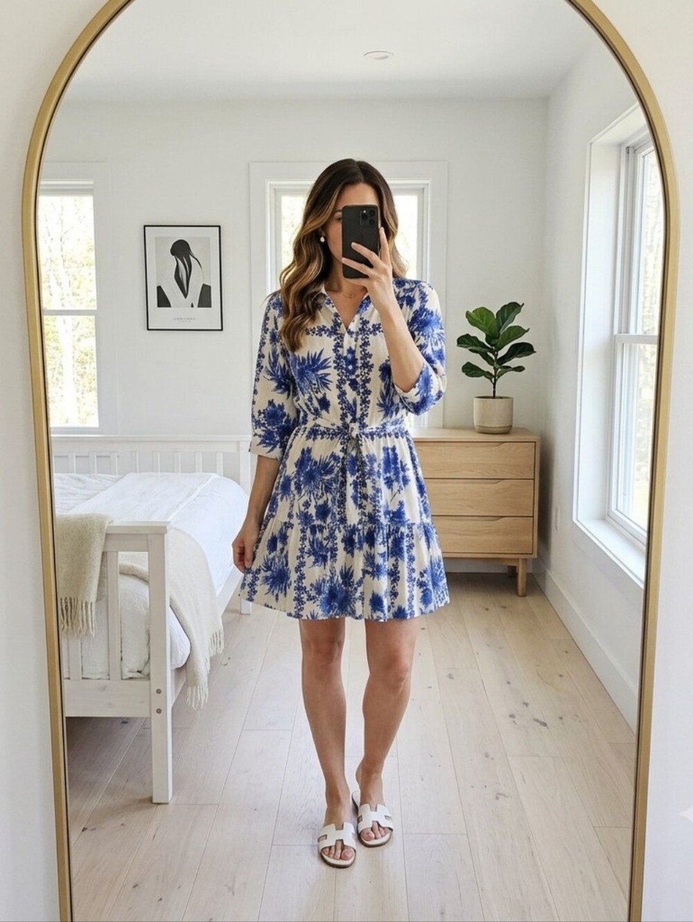 Calypso St. Barth Blue & Cream Floral Mini Belted Small Shirt Dress NWT $225